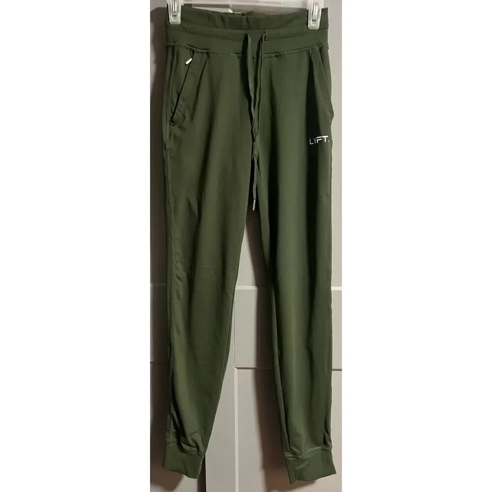 Live Fit LVFT Womens V2 Rise Slim Joggers Athleisure Olive Green Size Small